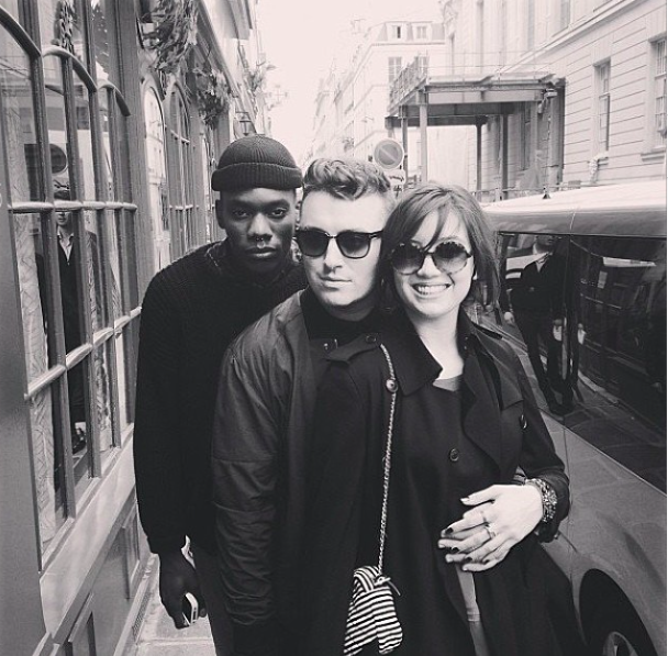 Behind the scenes shot: Gregory, Daisy Lowe, and Sam Smith 